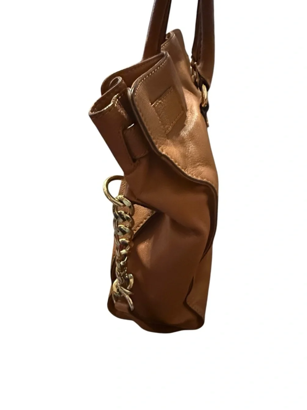 Michael Kors Tan Leather Satchel with Gold Hardware